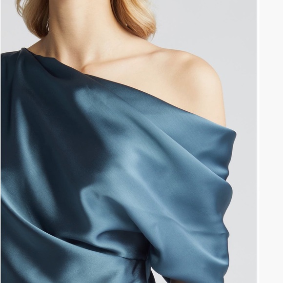 NWT AMSALE Off-Shoulder Dress in petrol - Picture 5 of 7